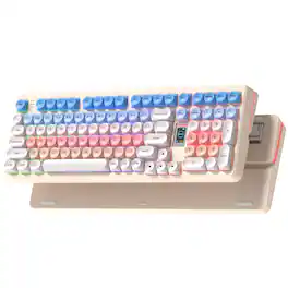 Womier - WK98 Wireless 98% Mechanical Keyboard, Pink Creamy Gaming Keyboard,3 Mode with Multimedia Screen for Win/Mac - Colorful