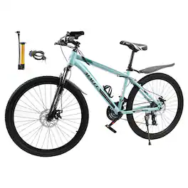 Topteng - 29" Mountain Bike for Adults - 21 Speed with Dual Disc Brakes, Front Suspension, High Carbon Steel Frame - Matte Green