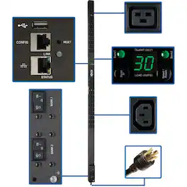Tripp Lite - by Eaton PDU 5.5kW Single-Phase Monitored PDU LX Interface 208/230V Outlets (36 C13/6 C19) L6-30P 10 ft - Black