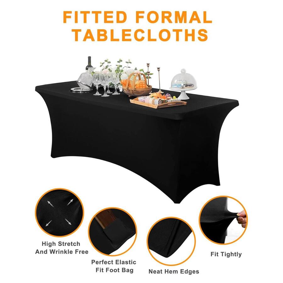Dapper Styles Spandex Table Cover Fitted Tablecloths Washable Wrinkle ...