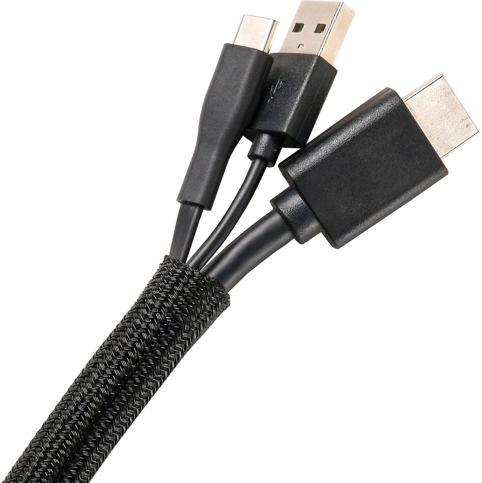 Left. Wrap-It Storage - Mesh Cable Sleeve - Black.