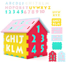 Costway - 7PCS Kids Soft Foam Playhouse with Separable Alphabet & Numbering for Boys & Girls - Multicolor