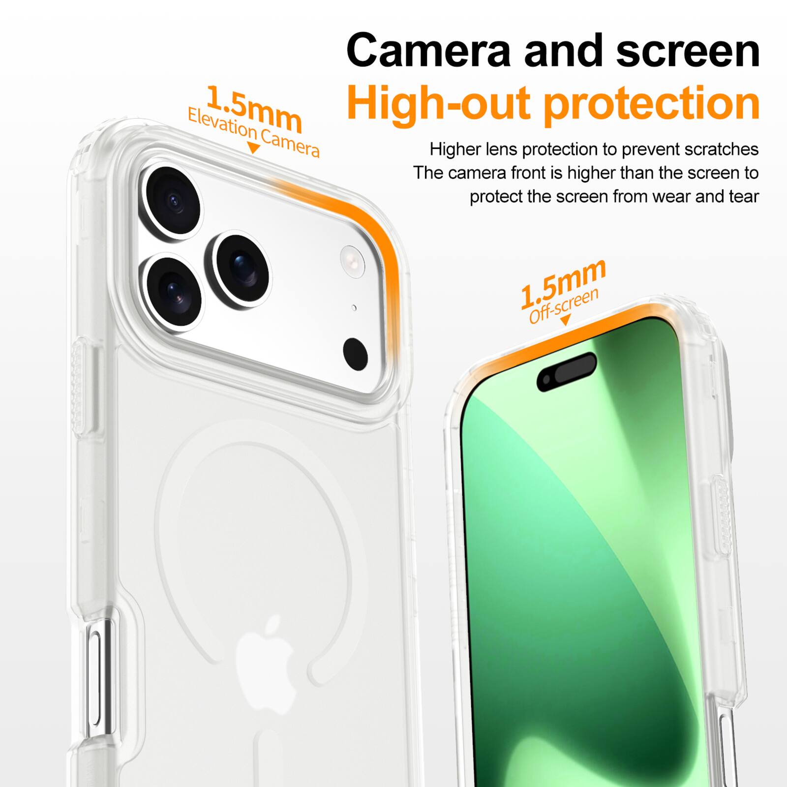 Camera and screen High-out protection

1.5mm Elevation Camera

Higher lens protection to prevent scratches
The camera front is higher than the screen to protect the screen from wear and tear

1.5mm Off-screen