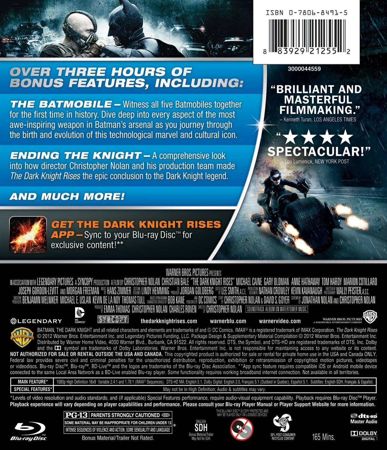 Back. The Dark Knight Rises [Blu-ray].