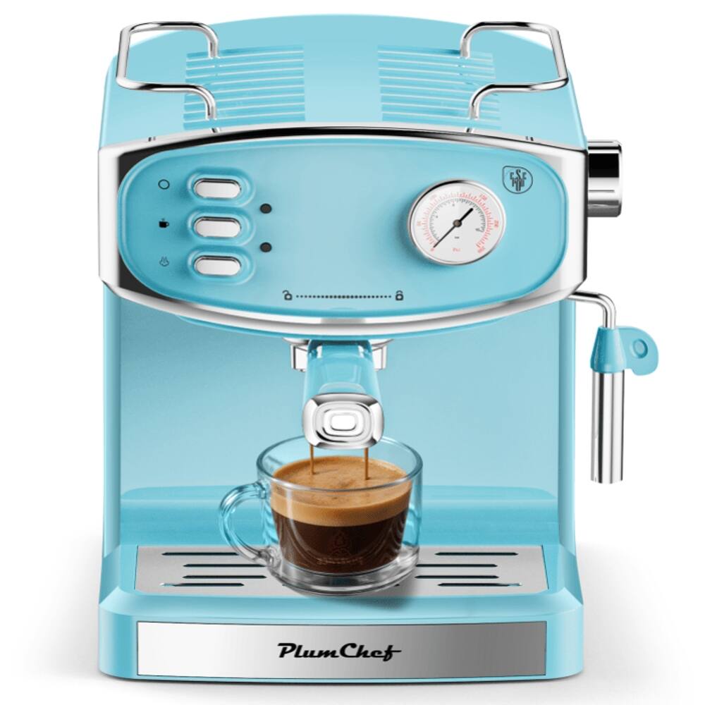 Angle. Plum Chef - Semi-Automatic Espresso Machine with Milk Frother 20-Bar - Black.