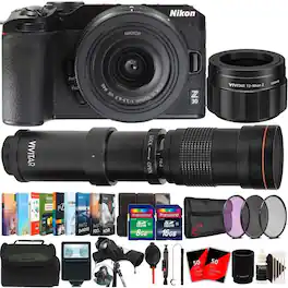 Nikon - Z30 Mirrorless Camera with DX 16-50mm Lens 420-800mm Lens Kit - Black