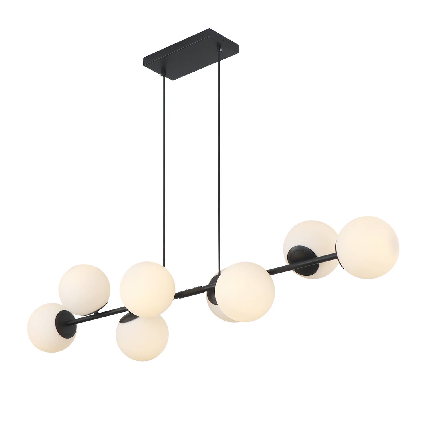 Front. Umeiluce - Modern 8-Light 49.2 Inches Kitchen Island Linear Chandelier E12 - Matte Black.