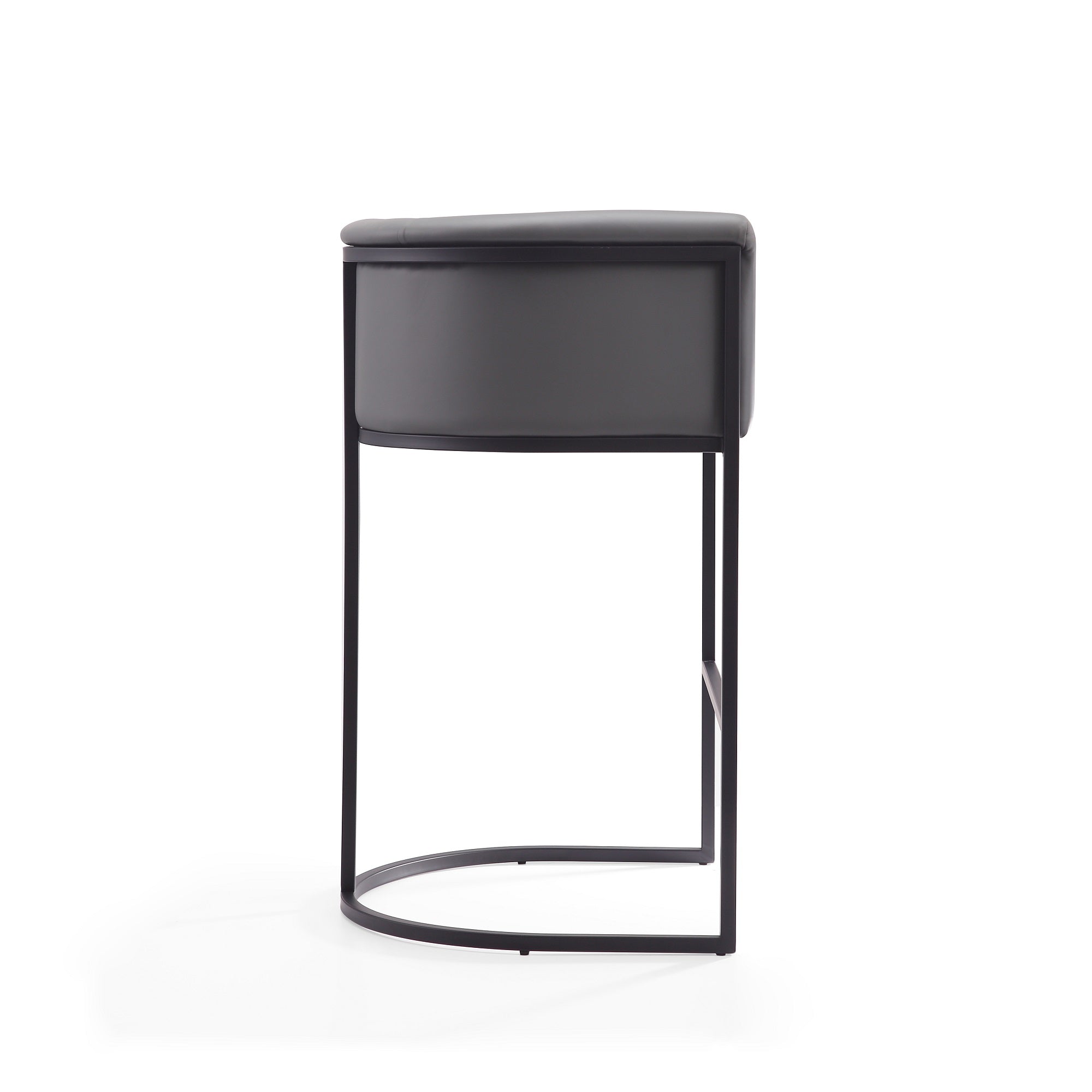 Alt View 1. Manhattan Comfort - Cosmopolitan Mid-Century Modern Metal Upholstered Barstool - Gray.