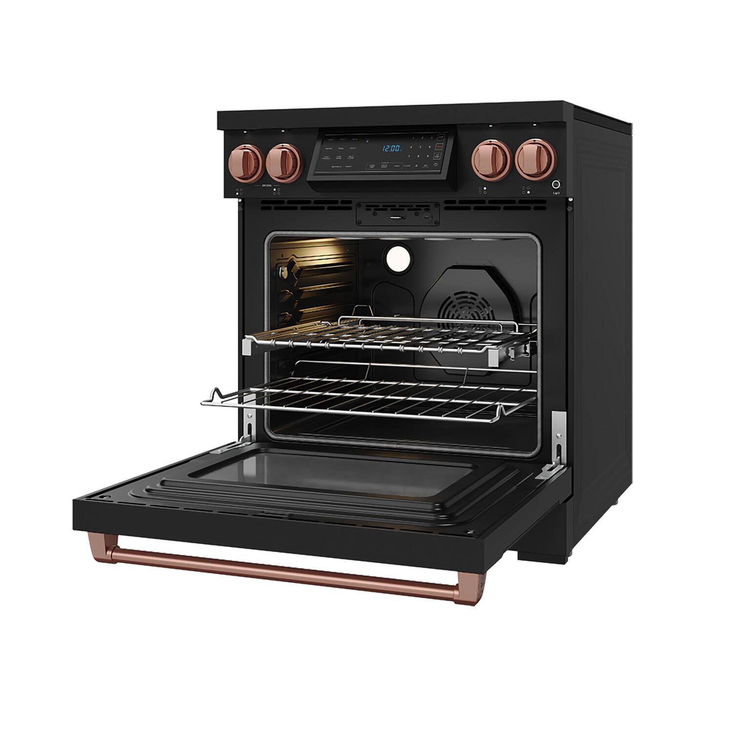 Alt View 2. Thor Kitchen - Gordon Ramsay Series by Thor Kitchen 4.8 Cu. Ft Freestanding Induction Range with Rose Gold Hardware - Matte Black.
