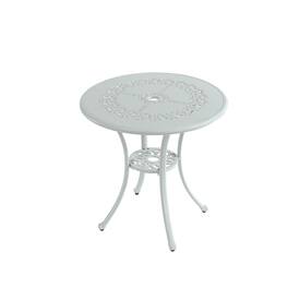 Mondawe - Round Patio Table with Umbrella Hole - White