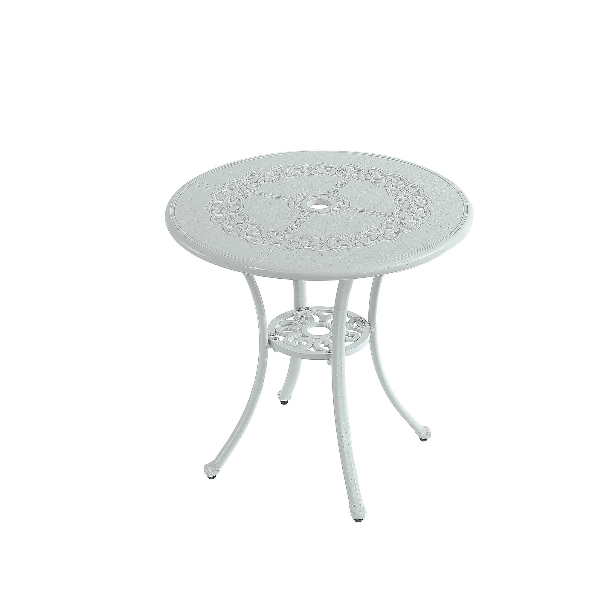 Alt View 1. Mondawe - 3-Piece Cast Aluminum Bistro Table and Chairs Set - White.