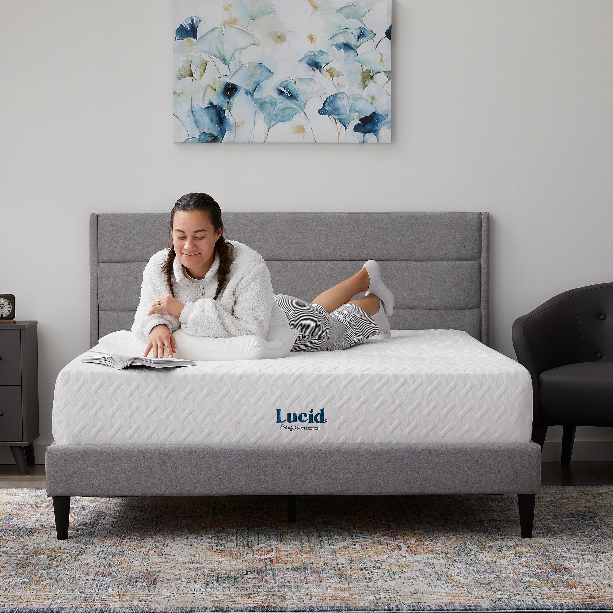 Alt View 11. Lucid Comfort Collection - 12-inch Firm Gel Memory Foam Mattress - Queen - White.