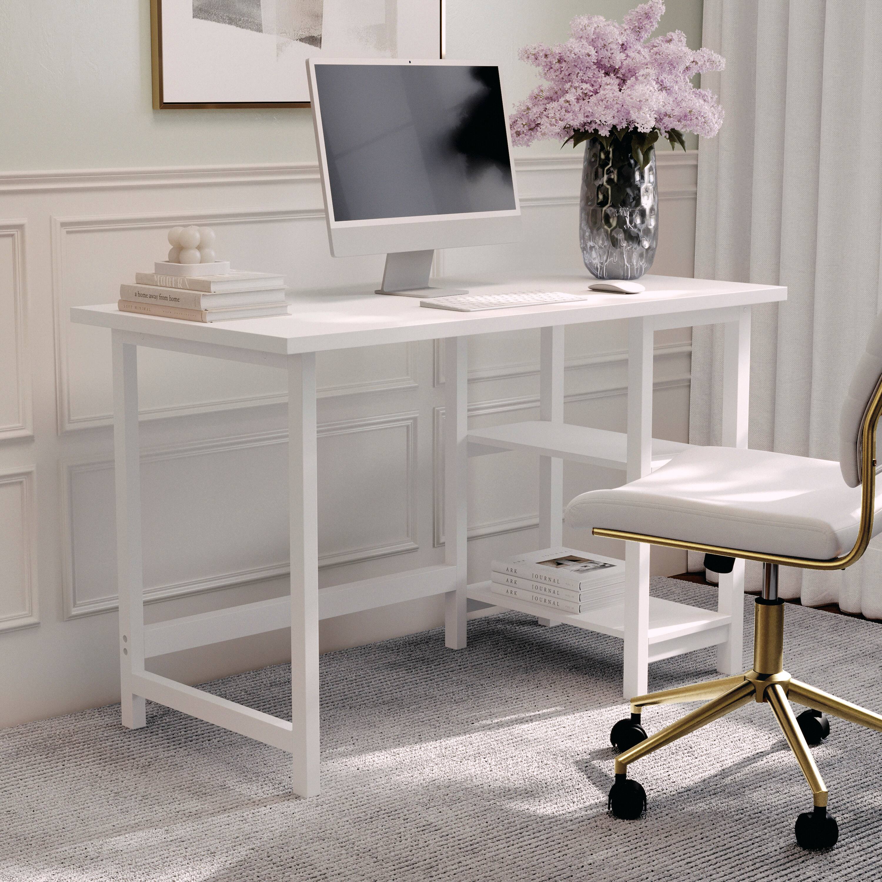 The text on the image is "modern white desk."