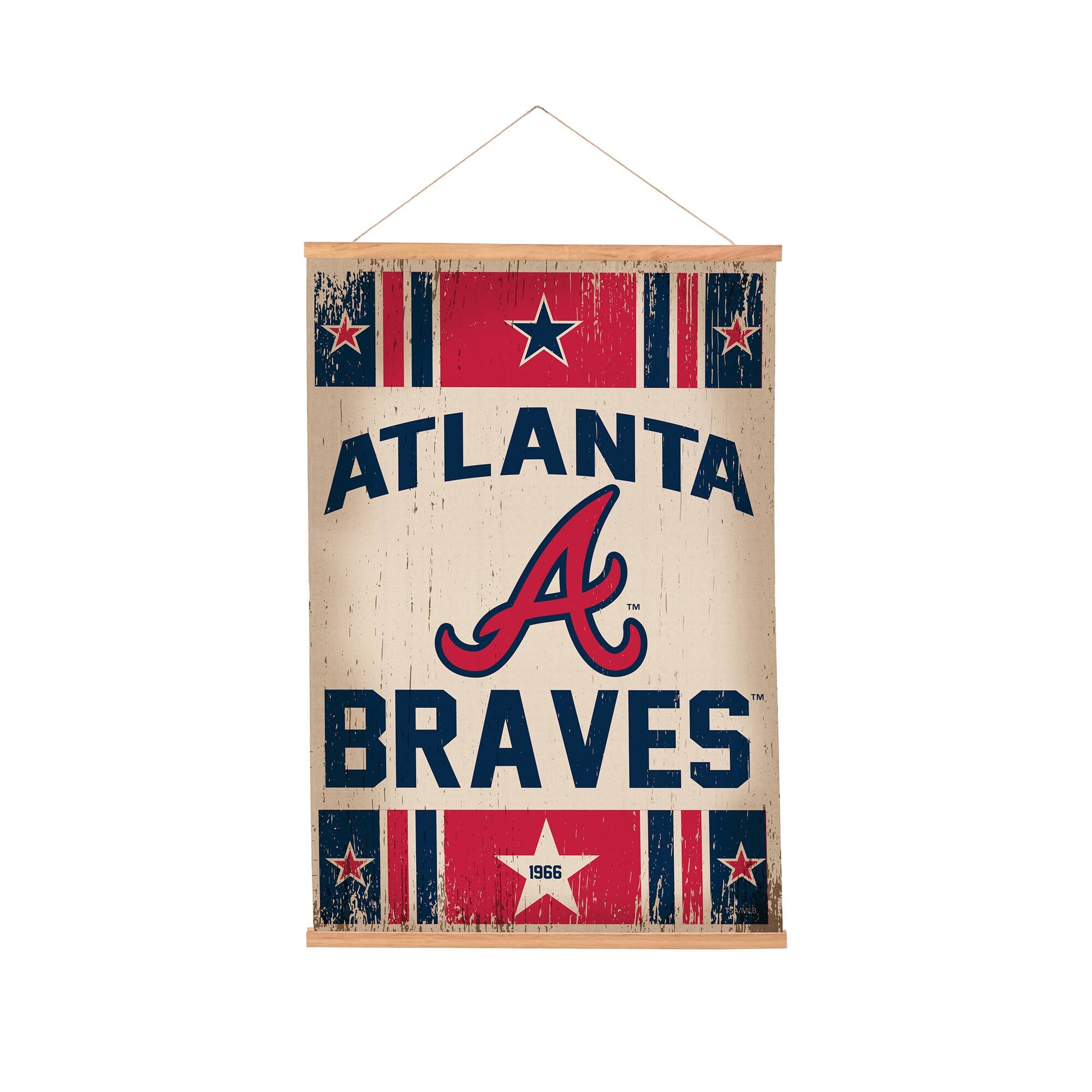 Atlanta Braves 24" x 36" Antique Style Canvas Wall Art Tapestry with Wood Frame