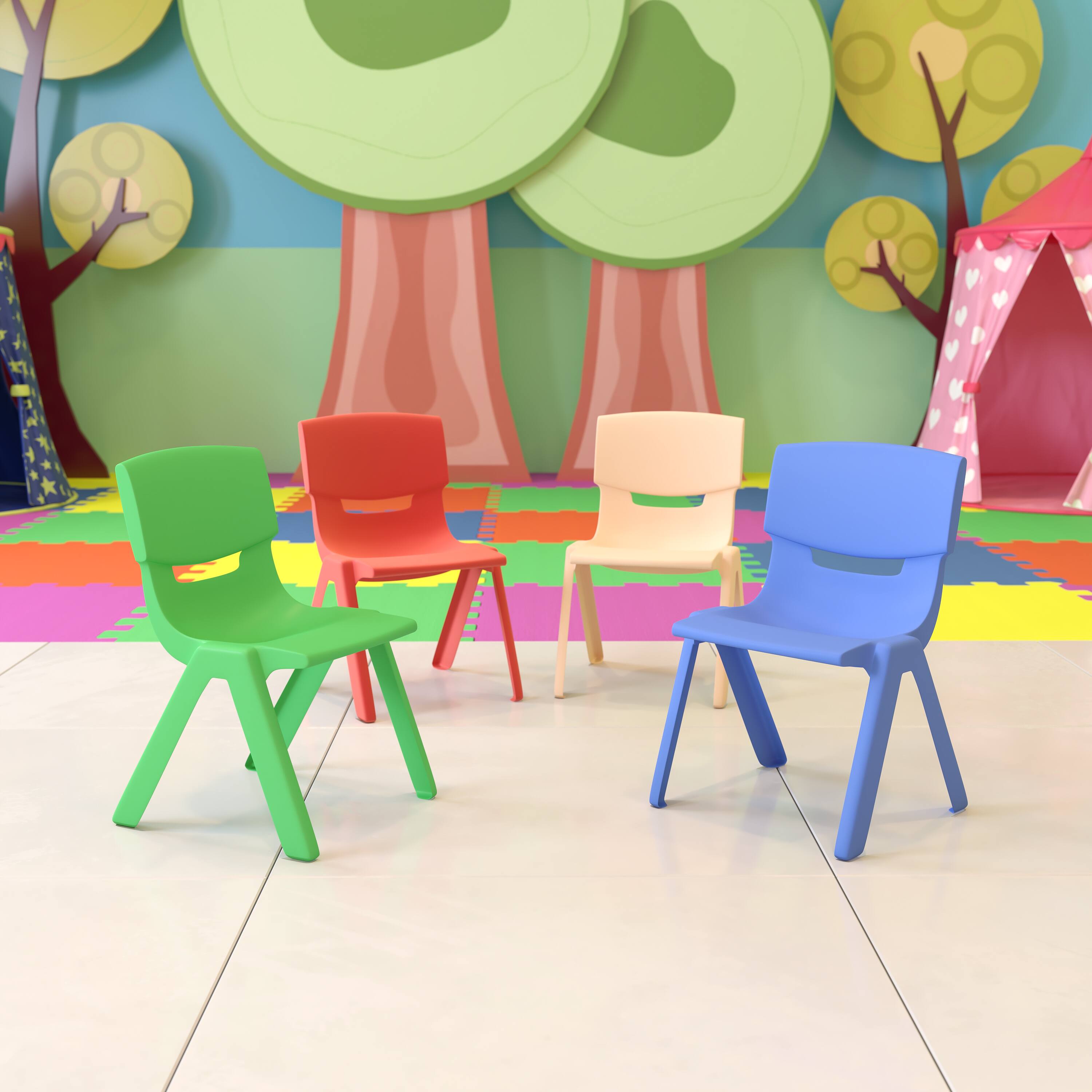 Alt View 2. Emma + Oliver - 4 Pack Plastic Stackable Pre-K/School Chairs with 10.5"H Seat - Assorted.