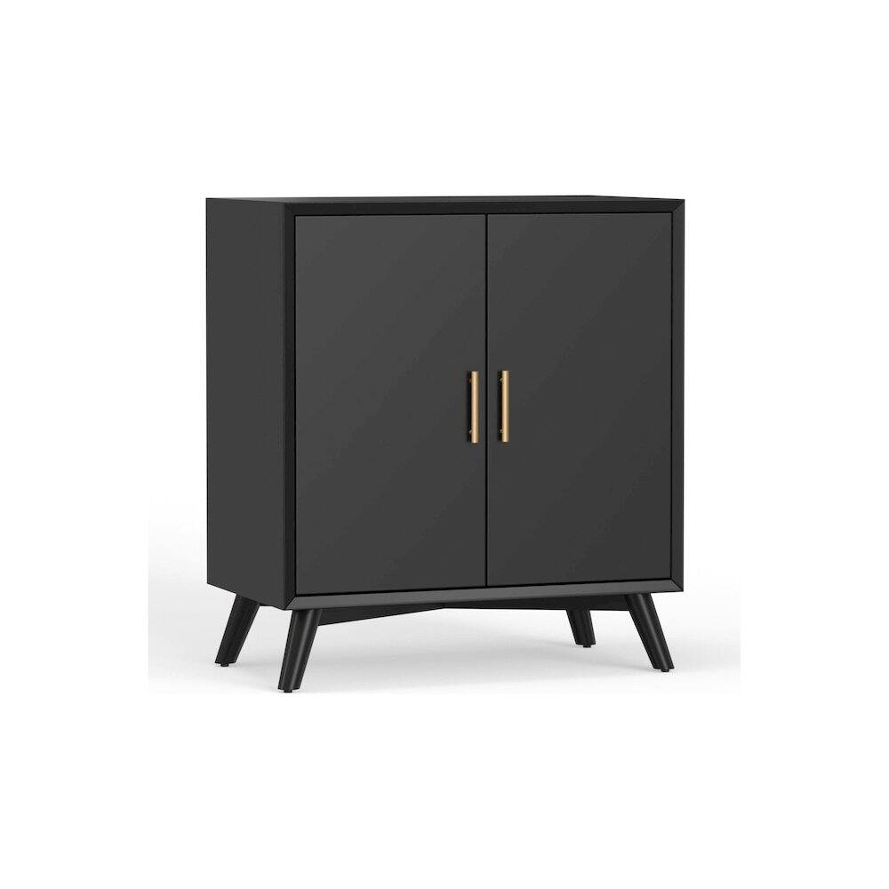 Back. Alpine Furniture - Flynn Small Bar Cabinet - Black.