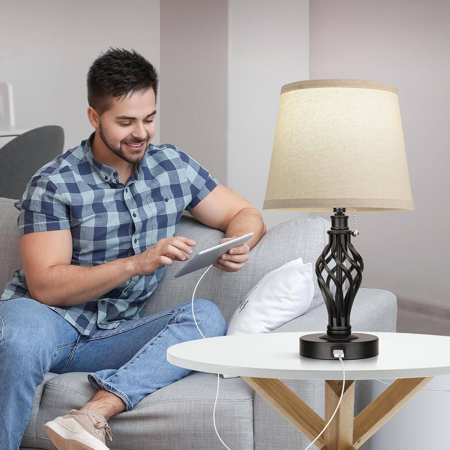 Back. partphoner - Table Lamps Set of 2, Farmhouse Bedside Lamps.
