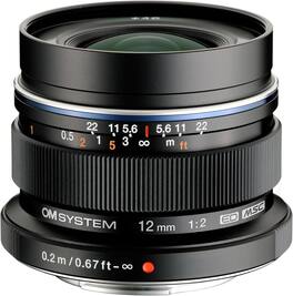 OM System - Micro Four Thirds 12mm F2.0 Wide-Angle Lens, Fast F2 Aperture, Premium Metal Body, MSC AF for Astro & Landscapes - Black