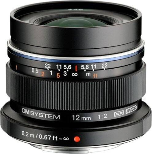 OM System - Micro Four Thirds 12mm F2.0 Wide-Angle Lens, Fast F2 Aperture, Premium Metal Body, MSC AF for Astro & Landscapes - Black