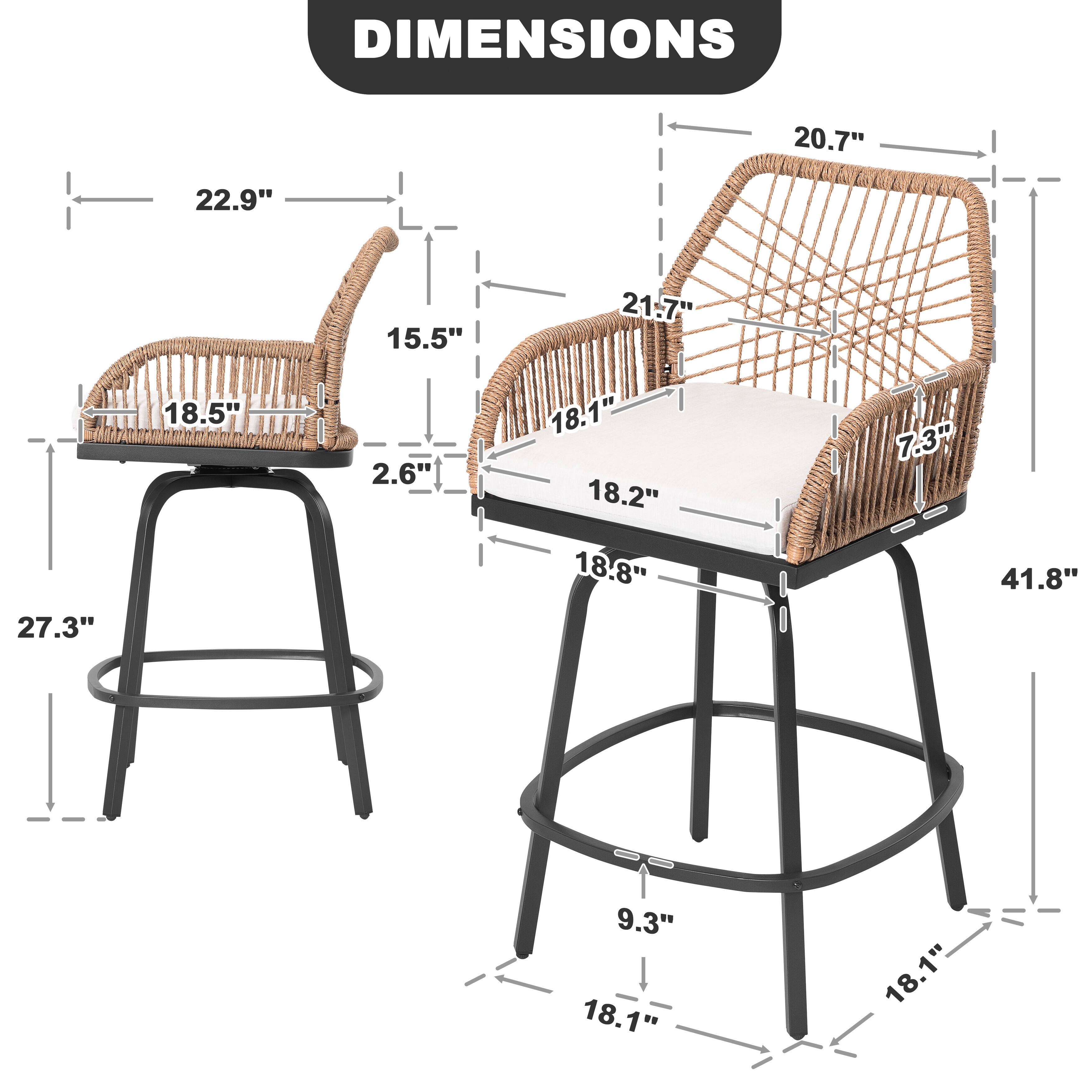 DIMENSIONS  
20.7" 22.9" 15.5" 21.7" 27.3" 18.5" 2.6" 18.1" 18.2" 18.8" 7.3" 41.8" 9.3" 18.1" 18.1"