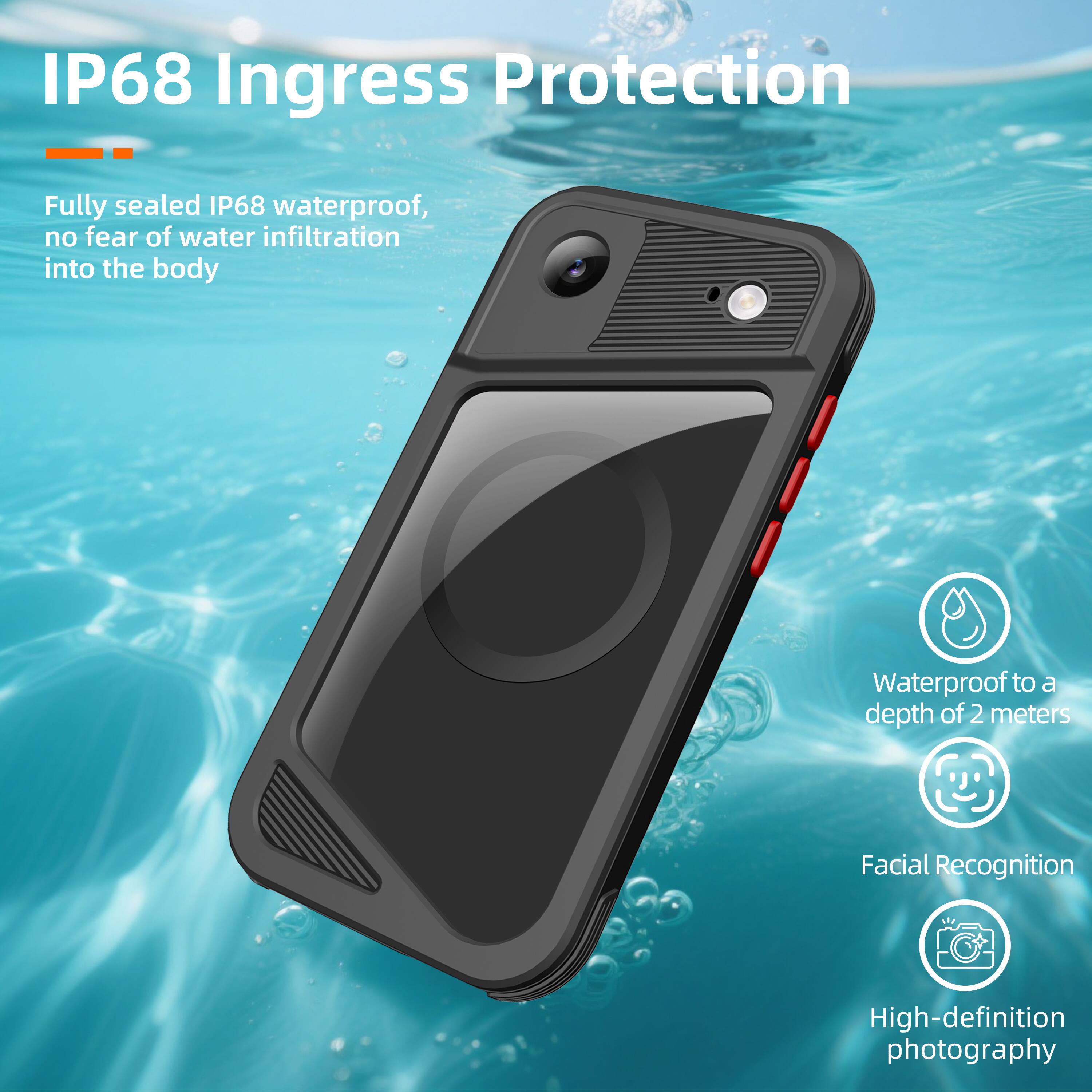 IP68 Ingress Protection

Fully sealed IP68 waterproof, no fear of water infiltration into the body

Waterproof to a depth of 2 meters

Facial Recognition

High-definition photography