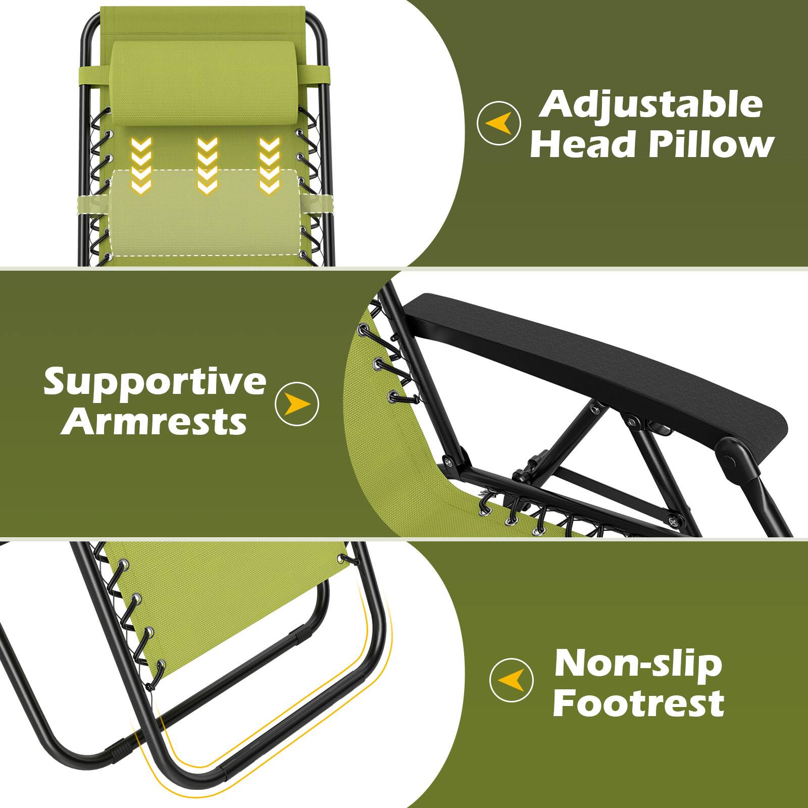 Adjustable Head Pillow  
Supportive Armrests  
Non-slip Footrest