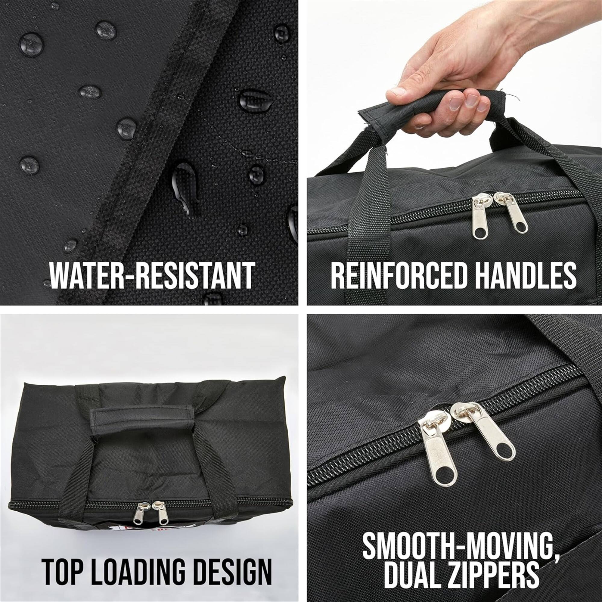 - WATER-RESISTANT
- REINFORCED HANDLES
- TOP LOADING DESIGN
- SMOOTH-MOVING, DUAL ZIPPERS