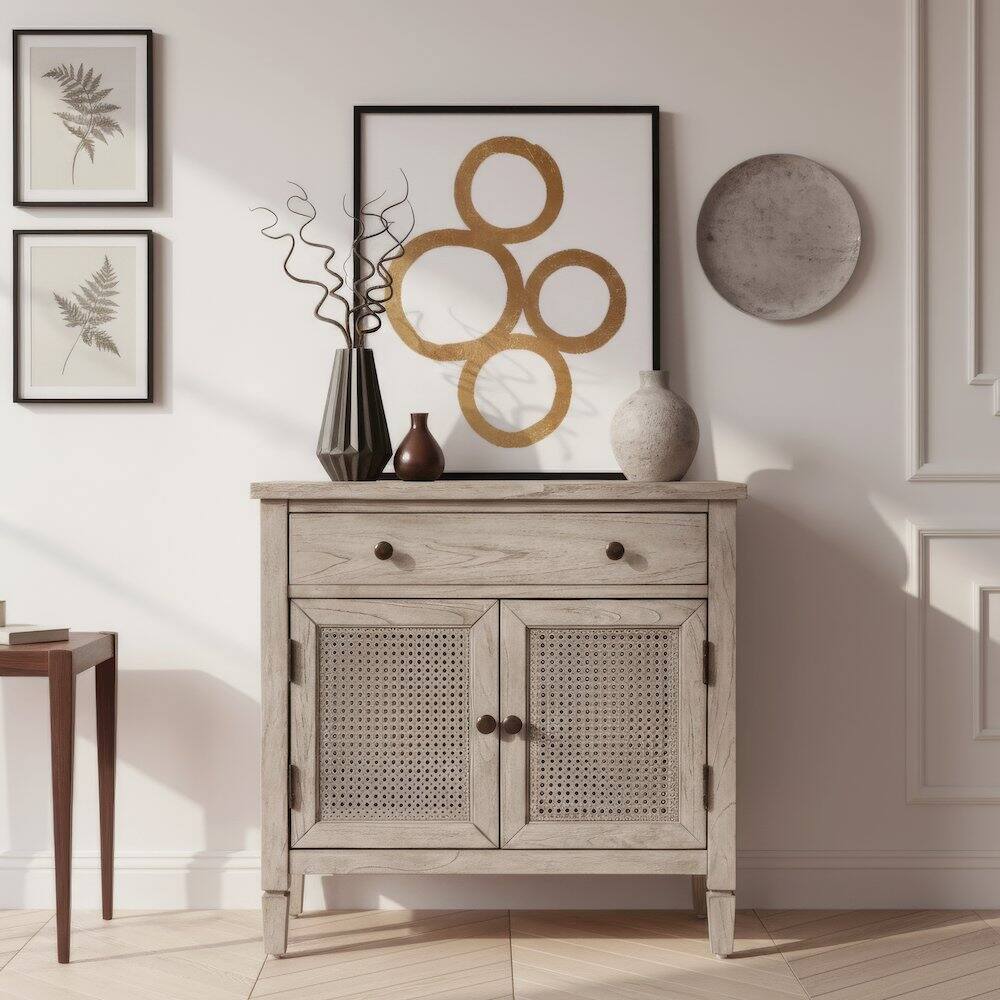 Alt View 6. Butler Specialty - Flagstaff 30 in. W Rectangular Cane Accent Chest - Gray.