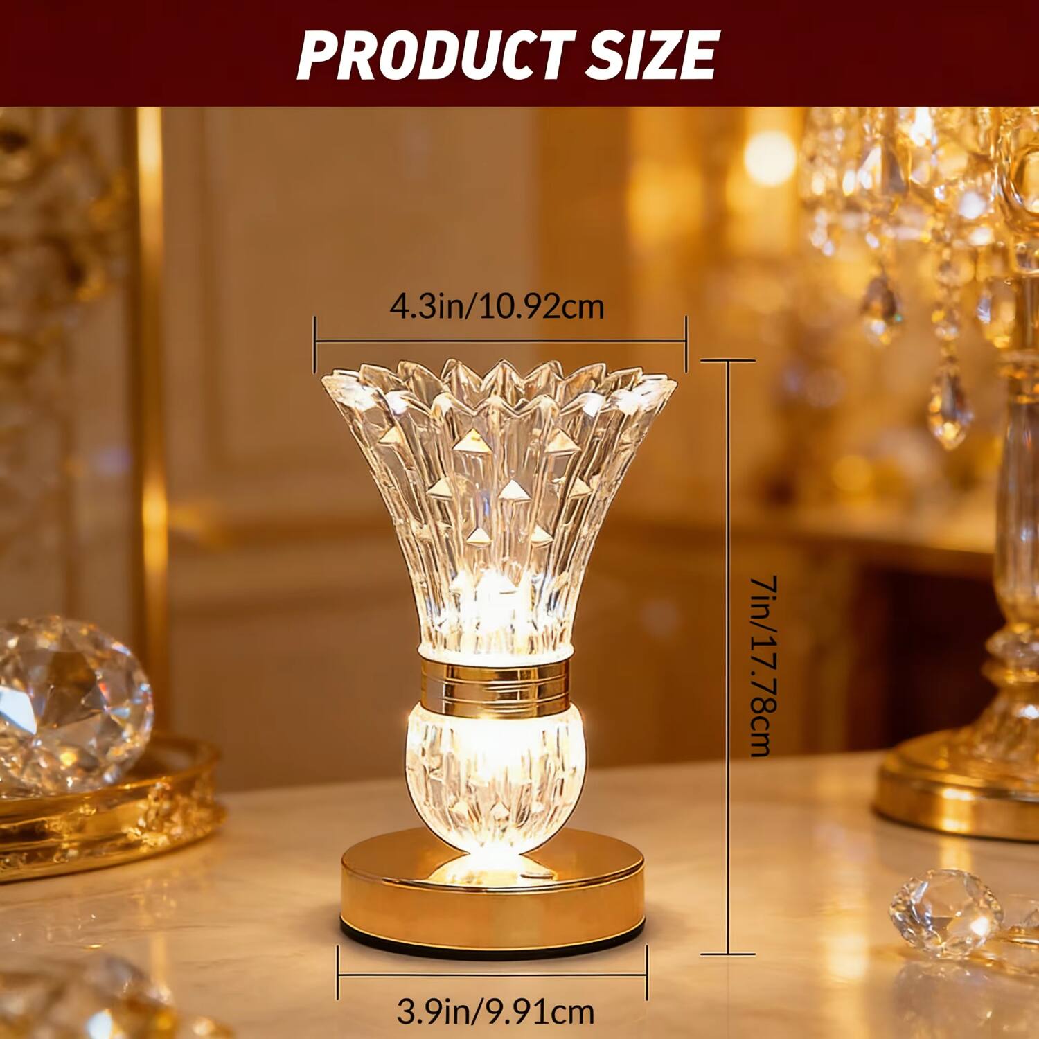 PRODUCT SIZE  
4.3in/10.92cm  
7in/17.78cm  
3.9in/9.91cm