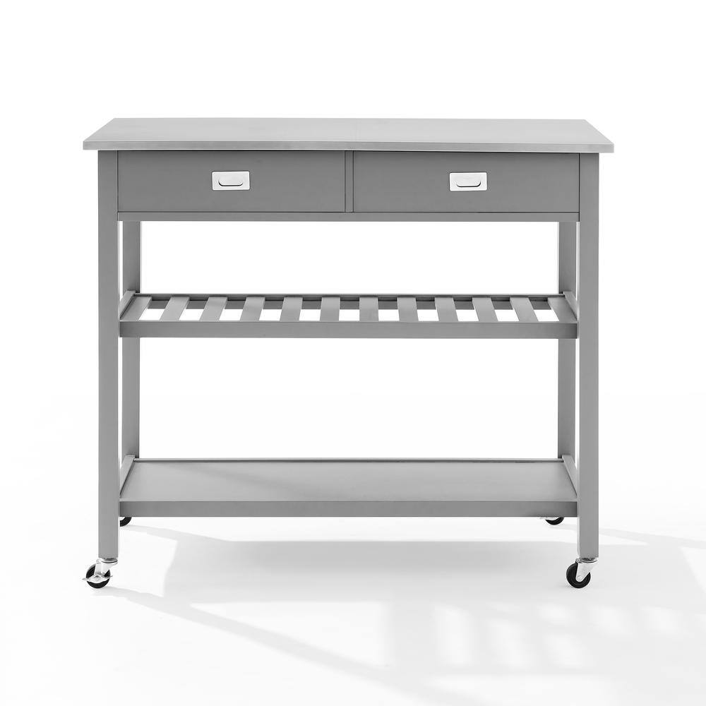 Back. Crosley Furniture - Chloe Stainless Steel Top Kitchen Island/Cart - Gray.