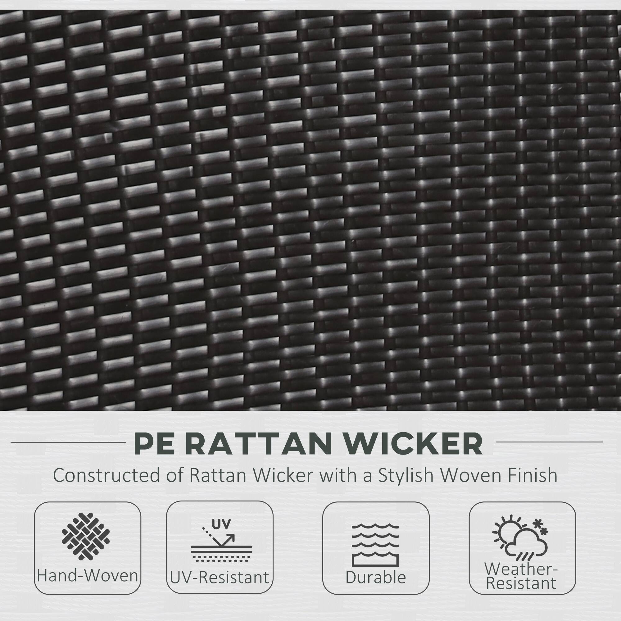 PE RATTAN WICKER
Constructed of Rattan Wicker with a Stylish Woven Finish
Hand-Woven
UV-Resistant
Durable
Weather-Resistant