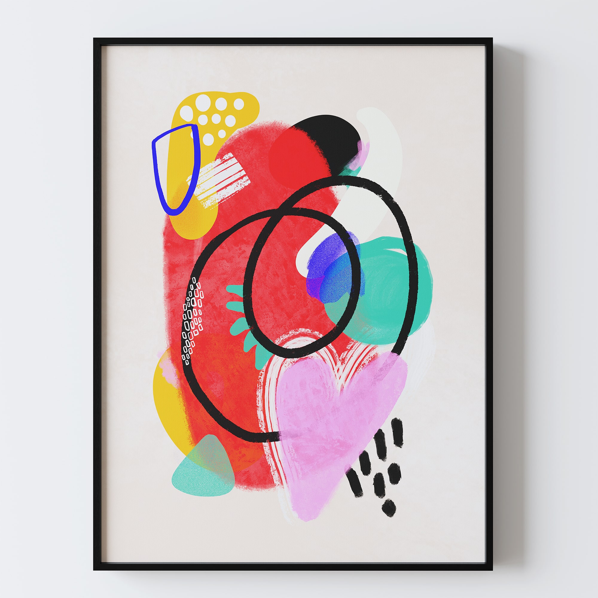 HOMLUX - 1 Piece Framed Colorful Abstract Canvas Wall Art Wall Decor Vibrant Painting Decorative Canvas Print 24 in. x 18 in - Multi-Colored