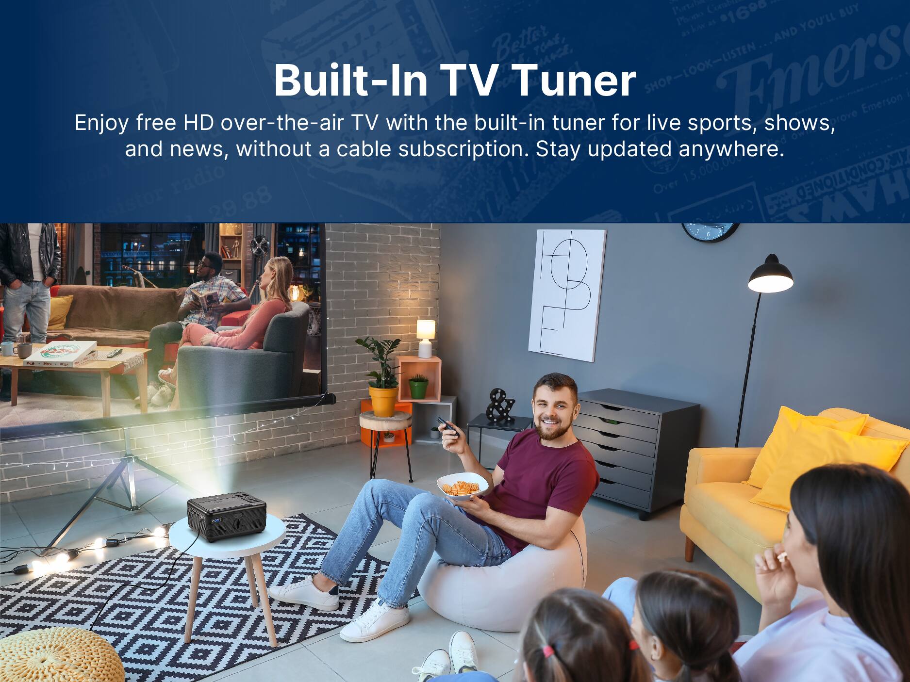 Enjoy free HD over-the-air TV with the built-in tuner for live sports, shows, and news, without a cable subscription. Stay updated anywhere.