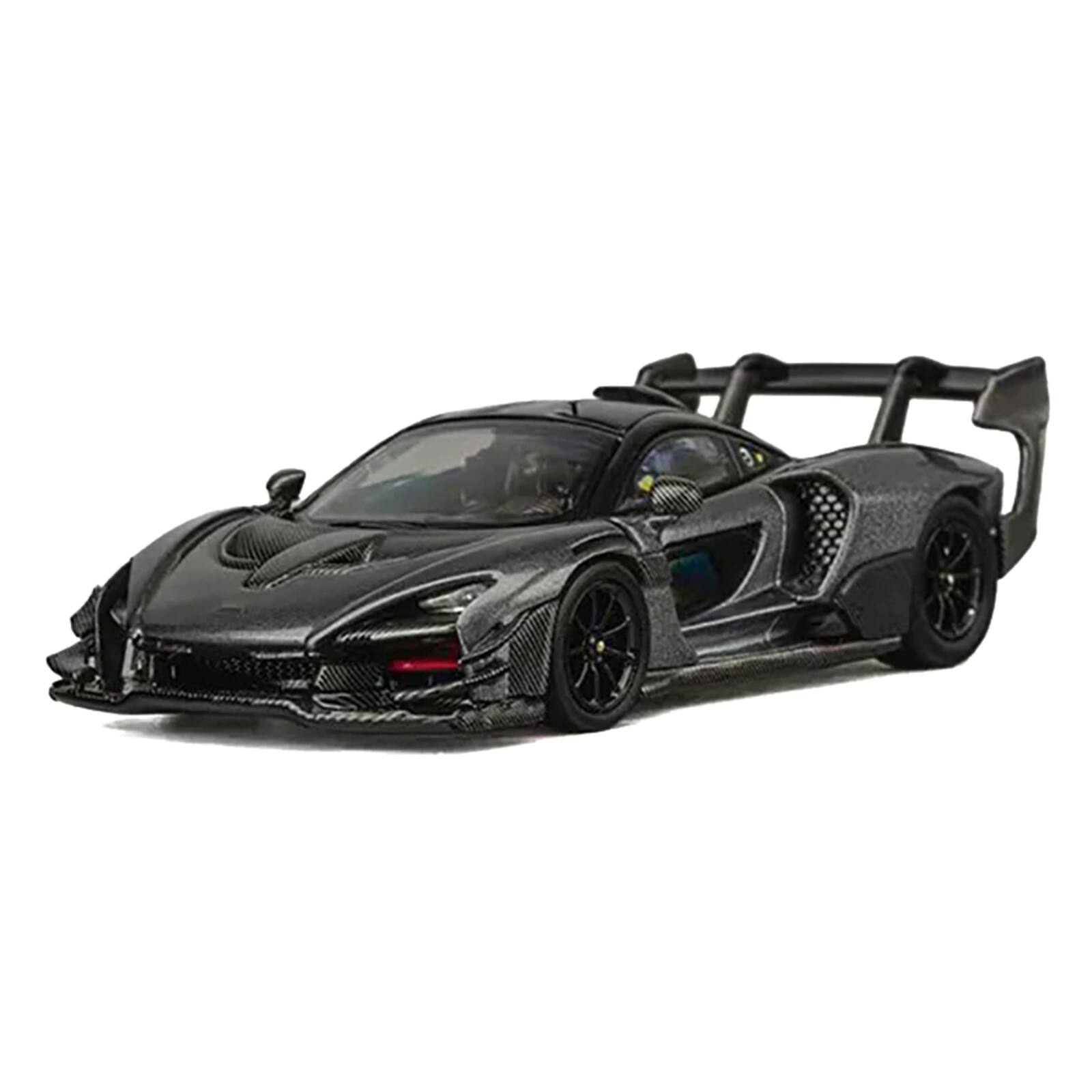 Alt View 1. CM Models - McLaren Senna GTR Dark Gray Metallic with Carbon Hood and Black Top 1/64 Diecast Model Car by CM Model.
