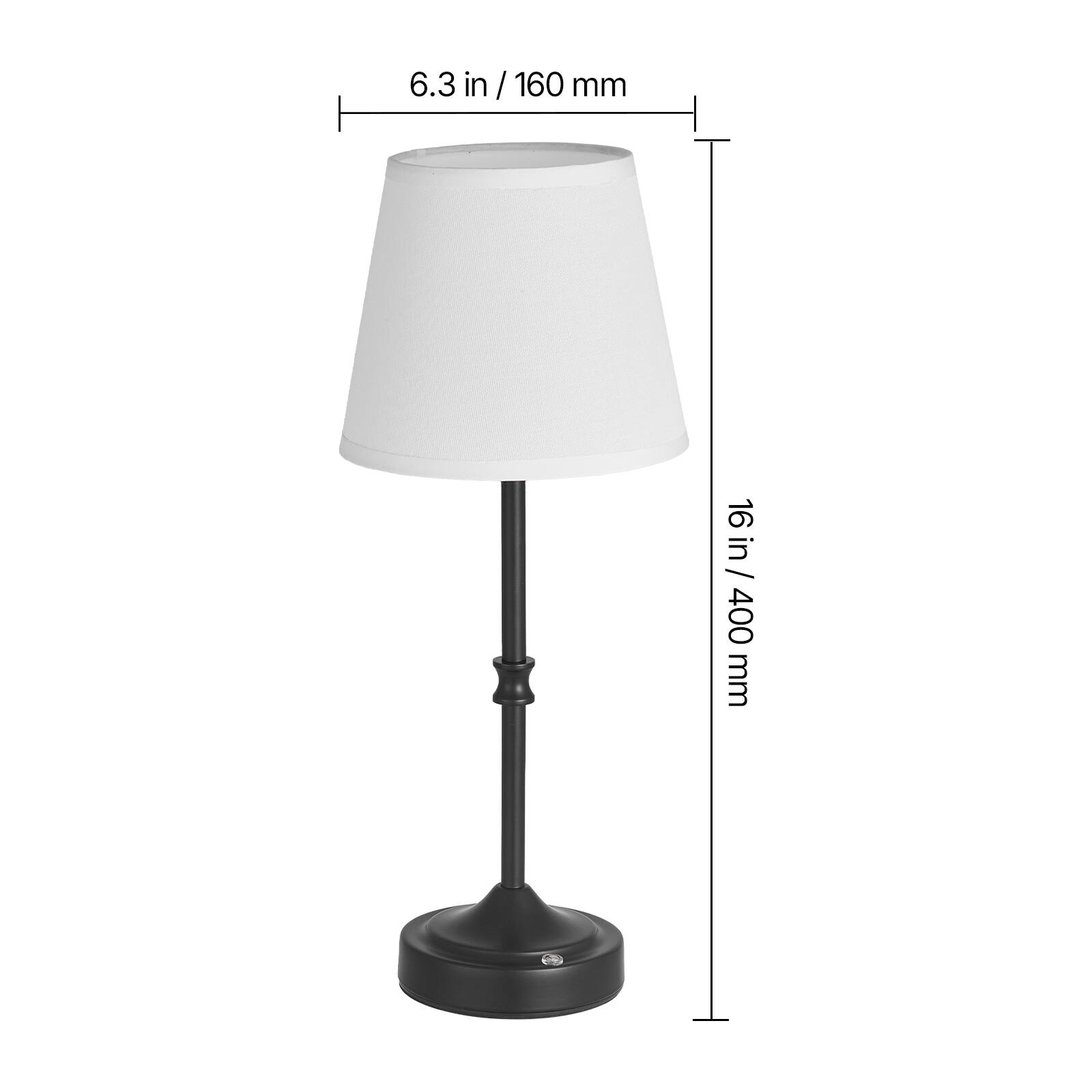 6.3 in / 160 mm  
16 in / 400 mm