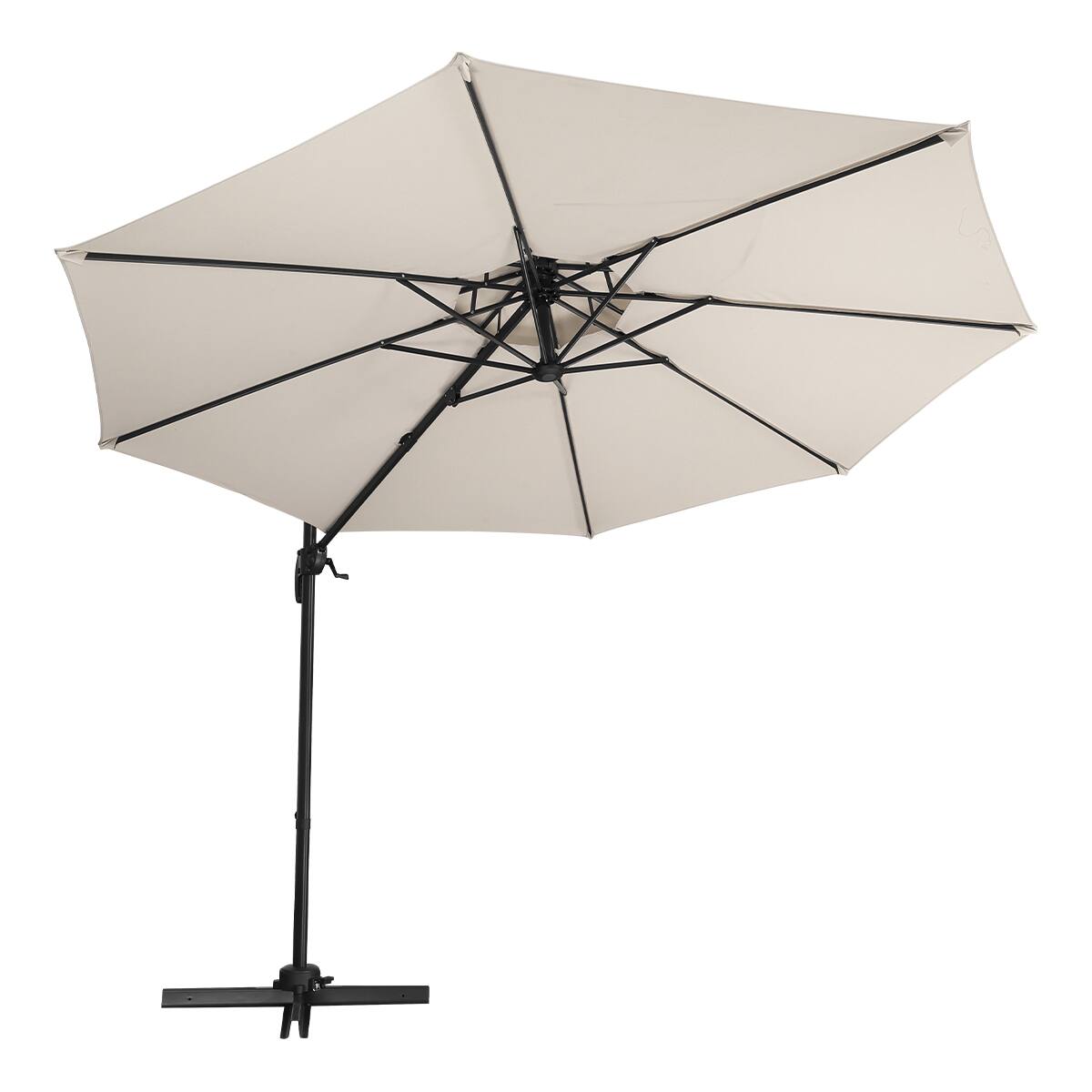 Alt View 4. Ainfox - Ainfox 10FT Double Top Cantilever Patio Umbrella with Cross Base,Offset Hanging with Tilt Adjustment & 360 Rotation - White.