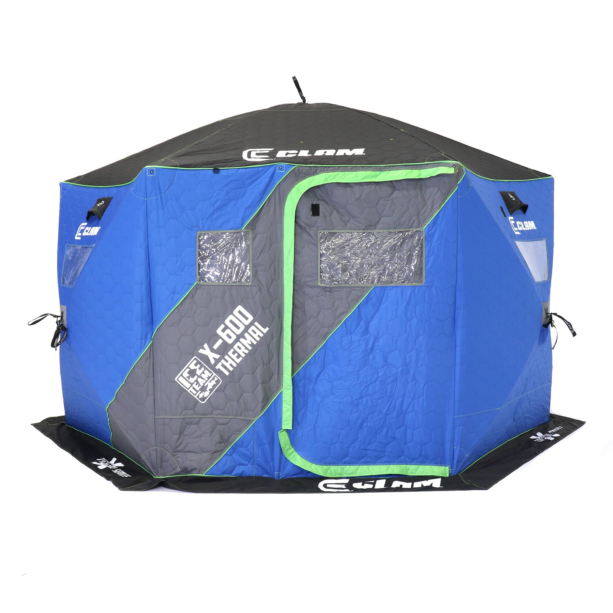 Clam X 600 Portable 11.5' 6 Person Ice Team Thermal Hub Shelter w