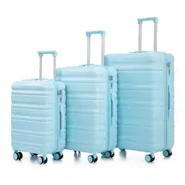 HTUTWOO - TOURIST Luggage Sets - 20"/24"/28" 3 Pcs ABS Spinner Wheel Suitcase, Carry On, Matching Color, Combination Lock - Blue