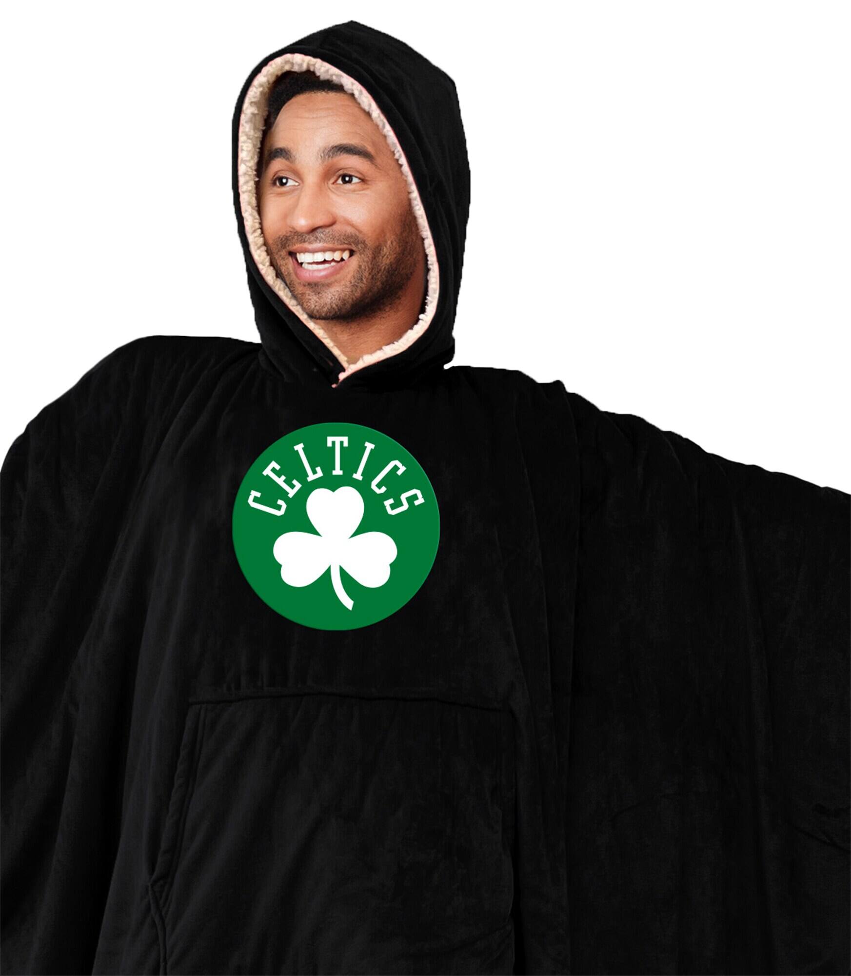 Alt View 1. Pegasus - Boston Celtics 60" x 80" Logo Patch Team Color Bloncho with Sherpa - Multicolor.