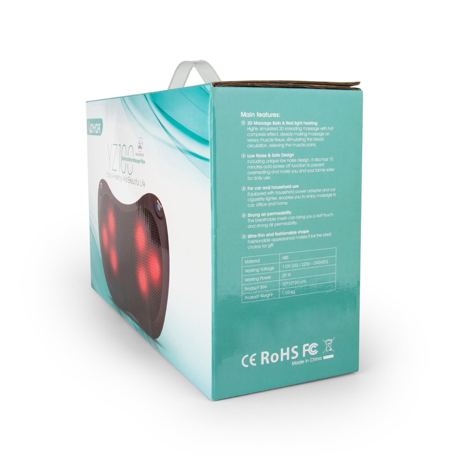 Main features:

- 3D Massage Balls & Red Light Heating
  - 3D massage balls with hot compress effect, deeply massaging on weary muscle tissue, stimulating the blood circulation, relieving the muscle pain.

- Low Noise & Safe Design
  - Unique low noise design, including 15 minutes auto power-off function to prevent overheating, ensuring safety for you and your family.

- For Car and Household Use
  - Equipped with a car charger and household power adapter, suitable for use in car, office, and home.

- Strong Permeability
  - Soft touch mesh cover, breathable and strong permeability.

- Ultra-thin and Fashionable Shape
  - Fashionable appearance, making it a great choice for a gift.

Material: ABS
Working Voltage: 110V/220V - 240V/50-60Hz
Working Power: 25W
Product Size: 30 x 120 x 20 cm
Product Weight: 1.05 kg

CE RoHS FC
Made in China
