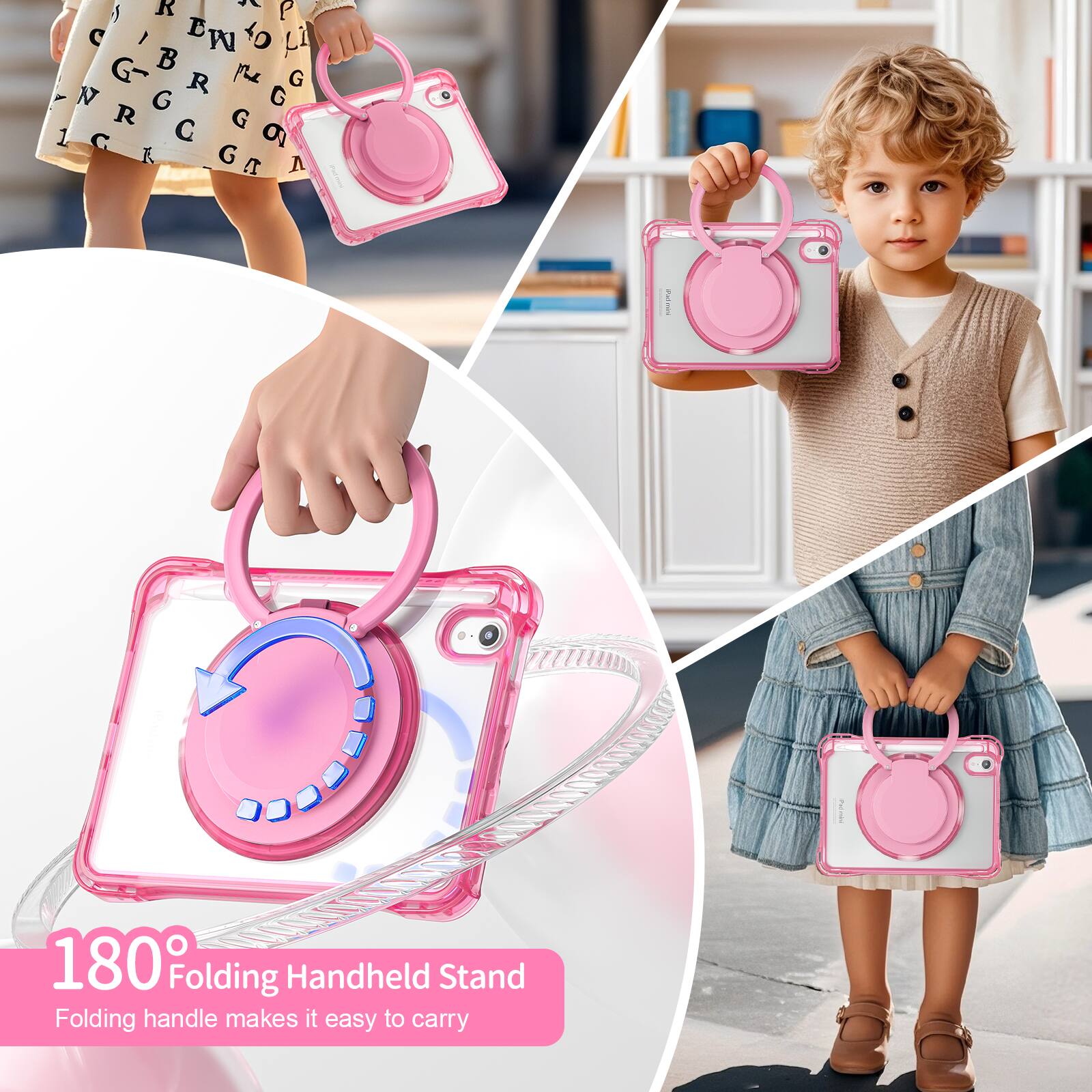 180° Folding Handheld Stand  
Folding handle makes it easy to carry