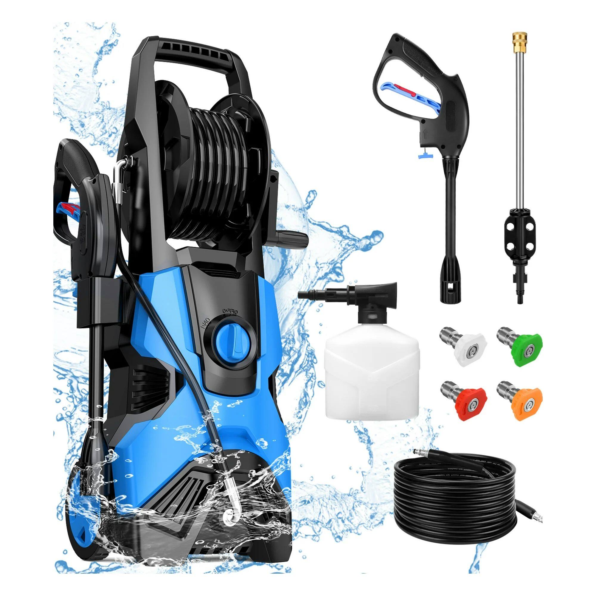 Front. Sugift - 3000PSI Max 2.4 GPM Electric Pressure Washer with 4 Nozzles, Foam Cannon & Spray Gun - Blue.