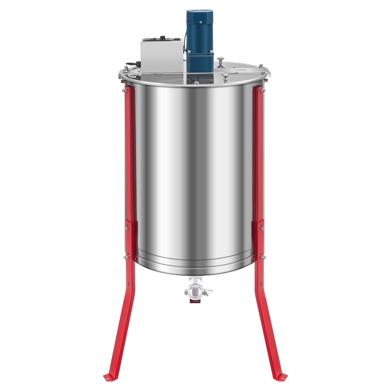Alt View 5. VEVOR - Electric Honey Extractor, 6 Frame Honey Spinner with Transparent Lid, 140W Stainless Steel Honeycomb Drum Spinner - Silver.