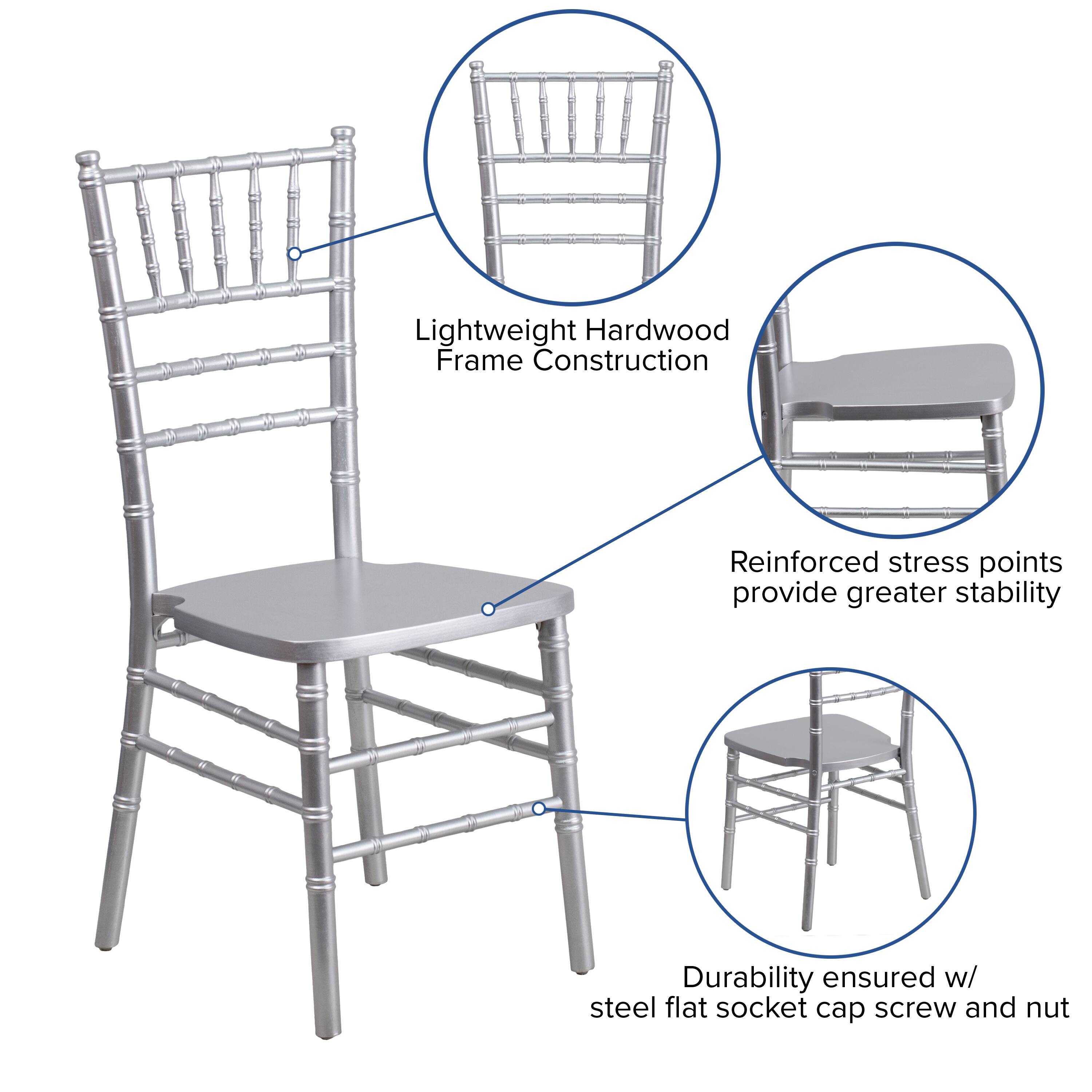 Lightweight Hardwood Frame Construction  
Reinforced stress points provide greater stability  
Durability ensured w/ steel flat socket cap screw and nut
