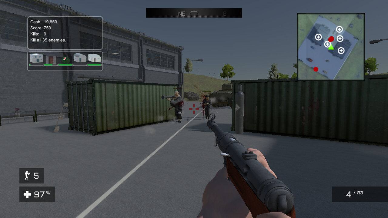 Cash: 19,850  
Score: 750  
Kills: 9  
Kill all 35 enemies.  

NE 0 E + + + + + 5 + 97% 4 4/83 / 83