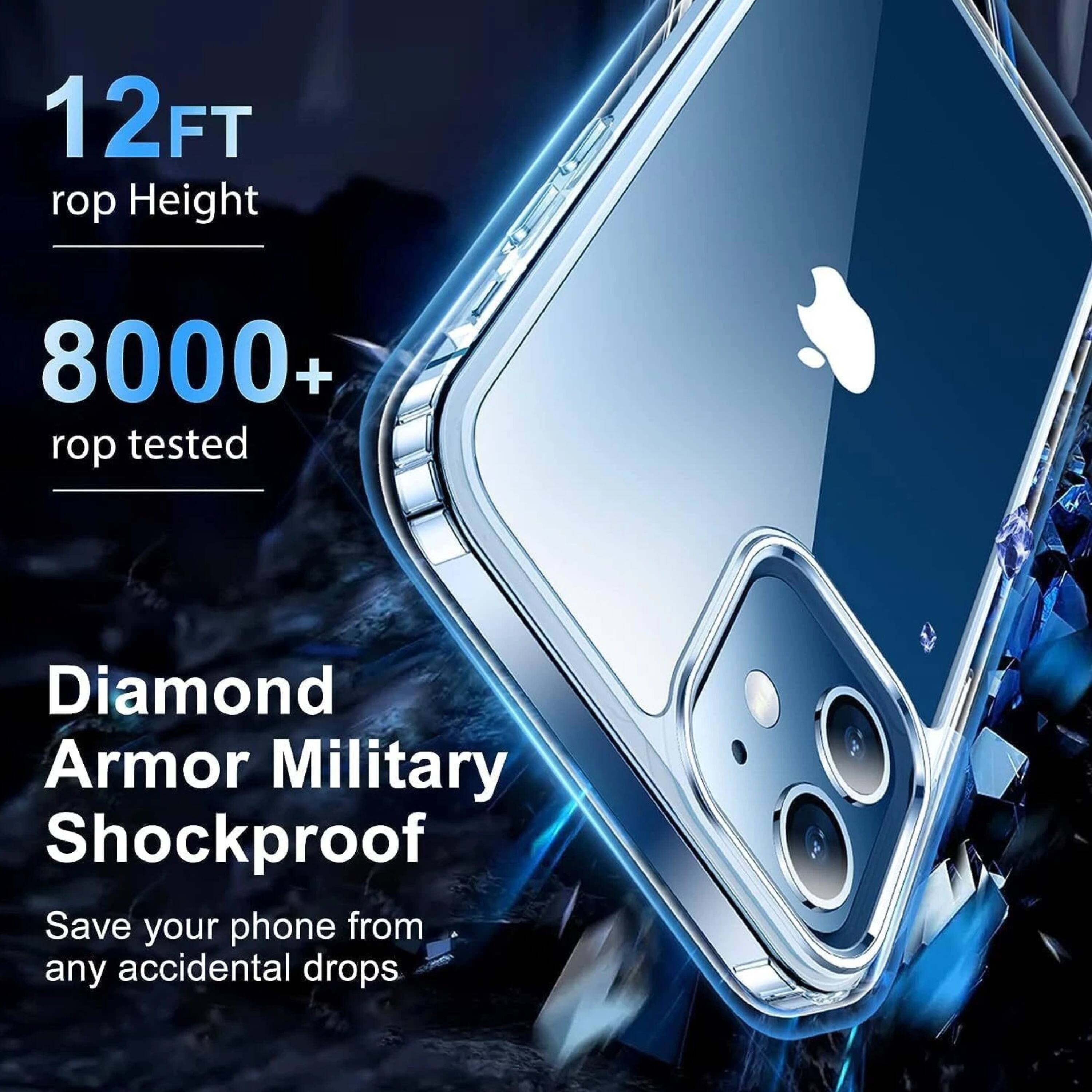 12 FT rop Height  
8000+ rop tested  
Diamond Armor Military Shockproof  
Save your phone from any accidental drops