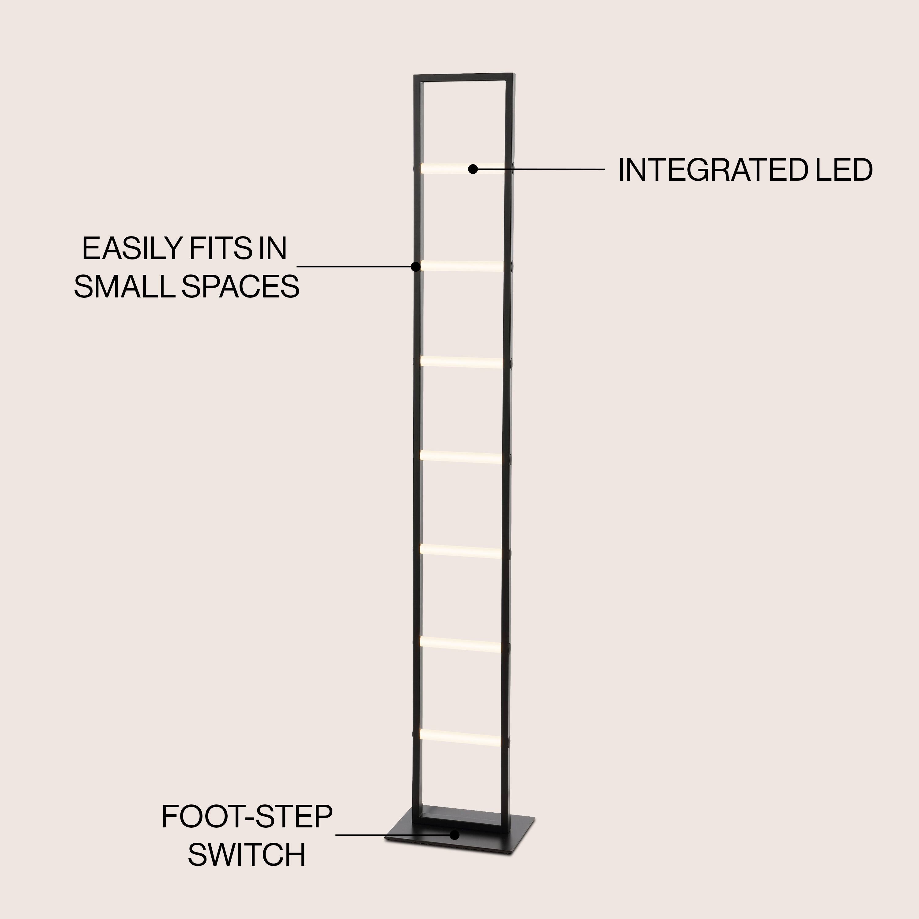 INTEGRATED LED  
EASILY FITS IN SMALL SPACES  
FOOT-STEP SWITCH