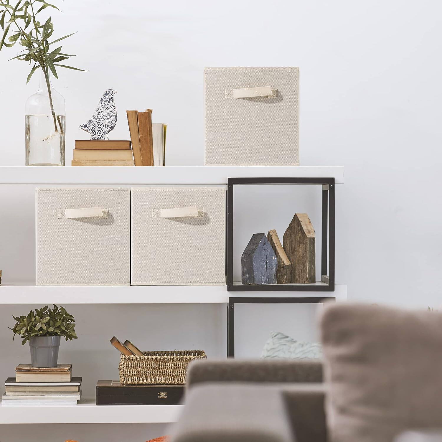 Alt View 1. Sorbus - Sorbus Fabric Storage Cube, 11-Inch Foldable Storage Bin with Handle for Closet, Pantry, Cubbies, Toys & Bath (1-Piece) - Beige.