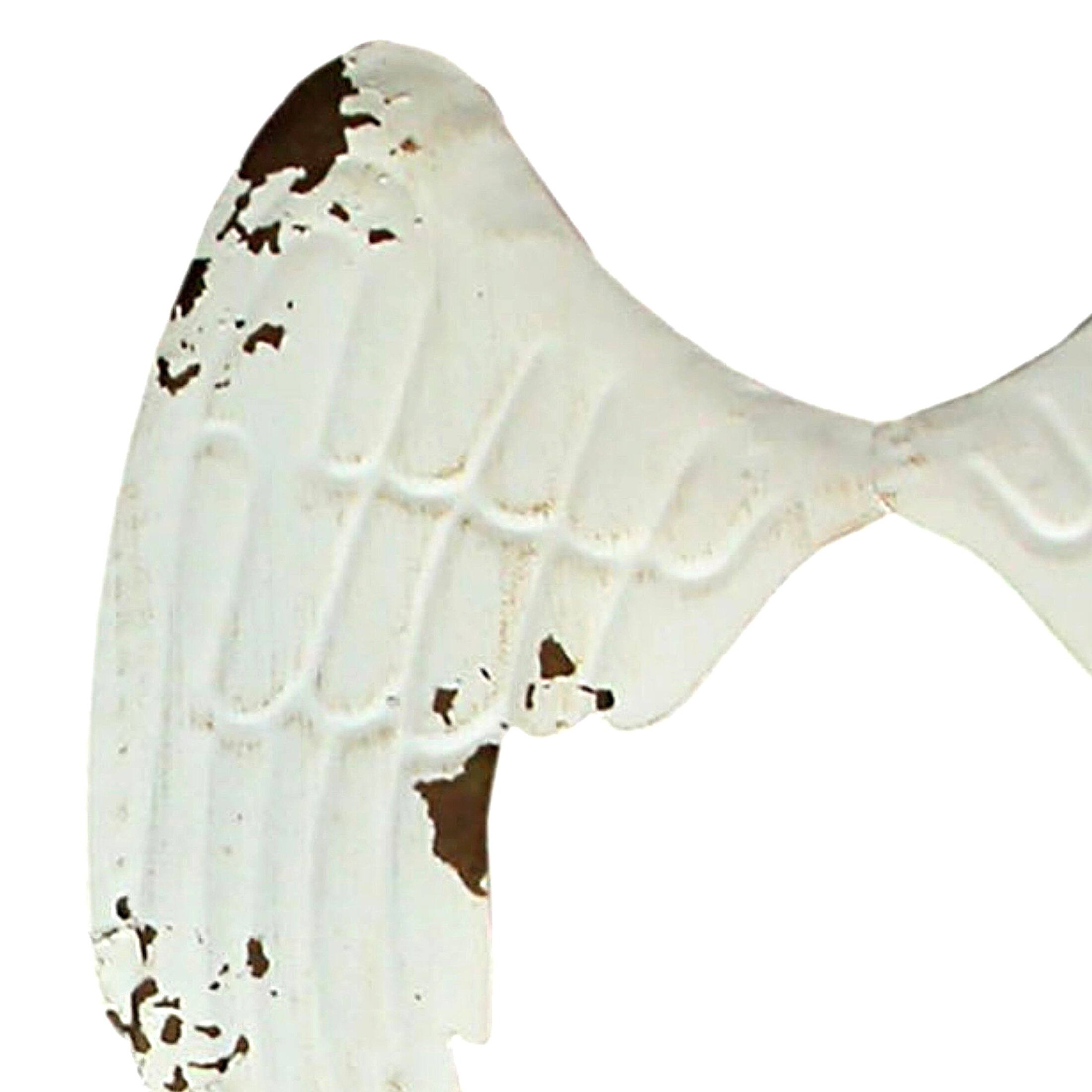 Alt View 6. Things2Die4 - Metal Angel Wings Wall Sculptures Set of 2 Distressed White 13.25 In - White.