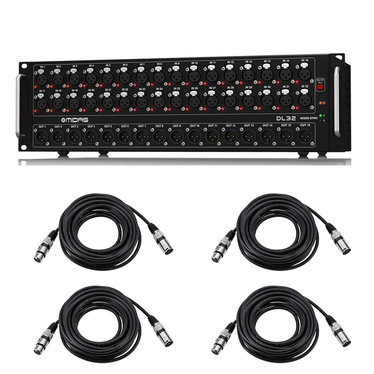 DL32 32-Input/16-Output Stage Box with 32 Midas Mic Preamplifiers, Bundle with 4x 25' XLR Microphone Cable price history on PriceWatchPro